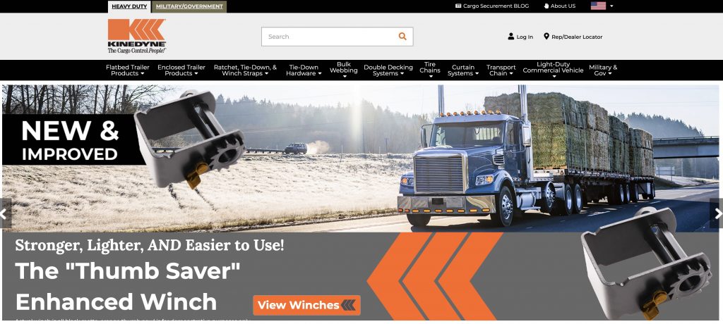 Kinedyne Website Showcases Full Cargo Control Product Portfolio